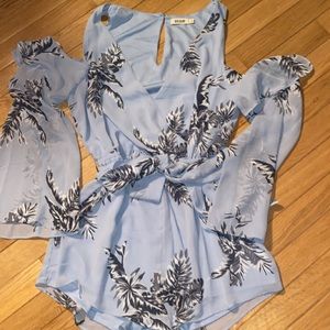 Blue and white flowered romper